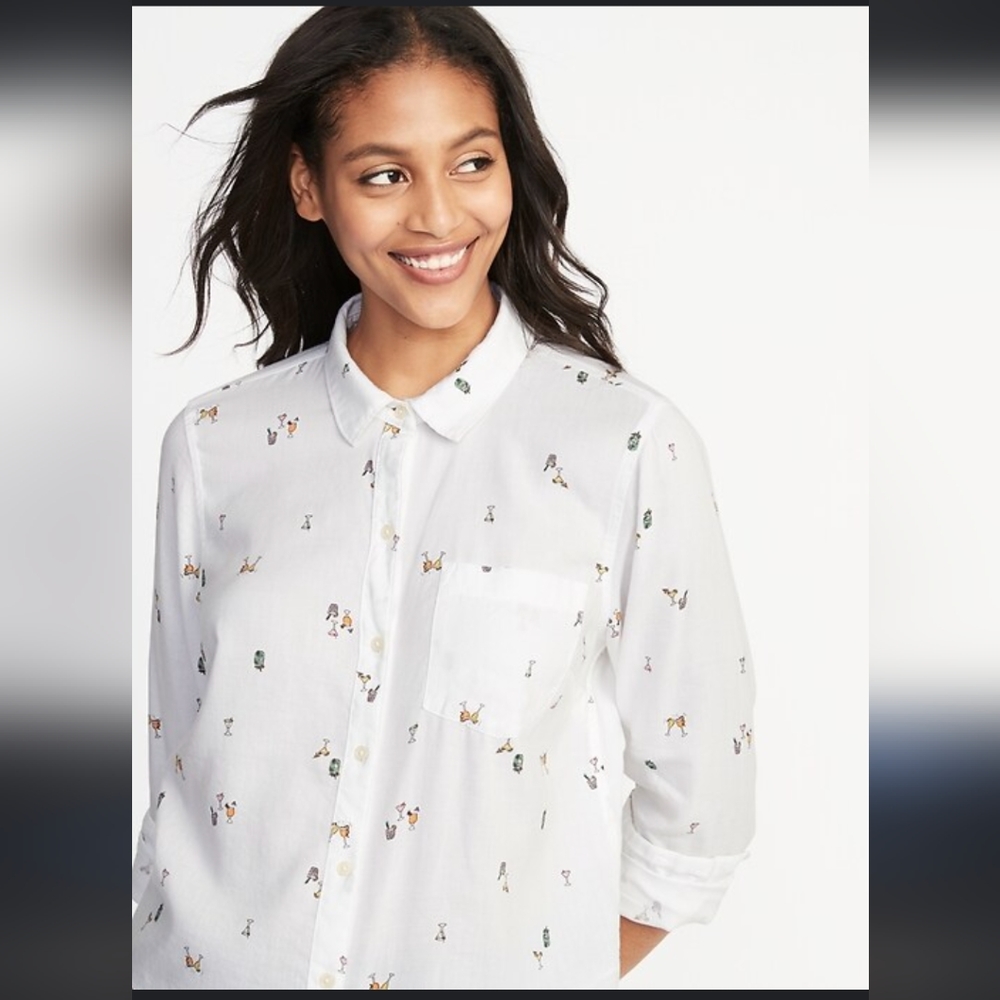 NWOT Old Navy Cocktail Print Button Down Shirt